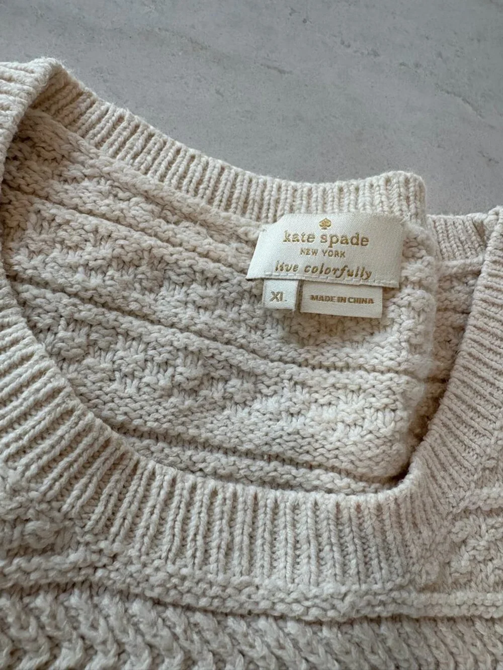 Kate Spade New York Cream Knit Sweater with Tassels , XL